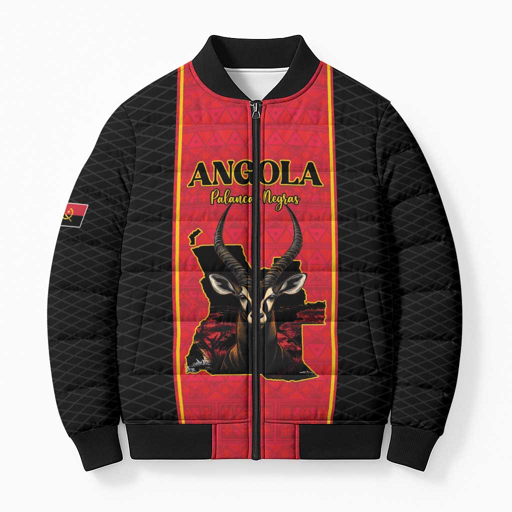 Custom Angola Football Bomber Puffer Jacket Come On Palancas Negras - African Pride