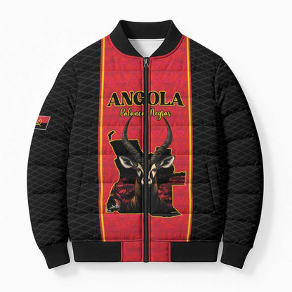Custom Angola Football Bomber Puffer Jacket Come On Palancas Negras - African Pride