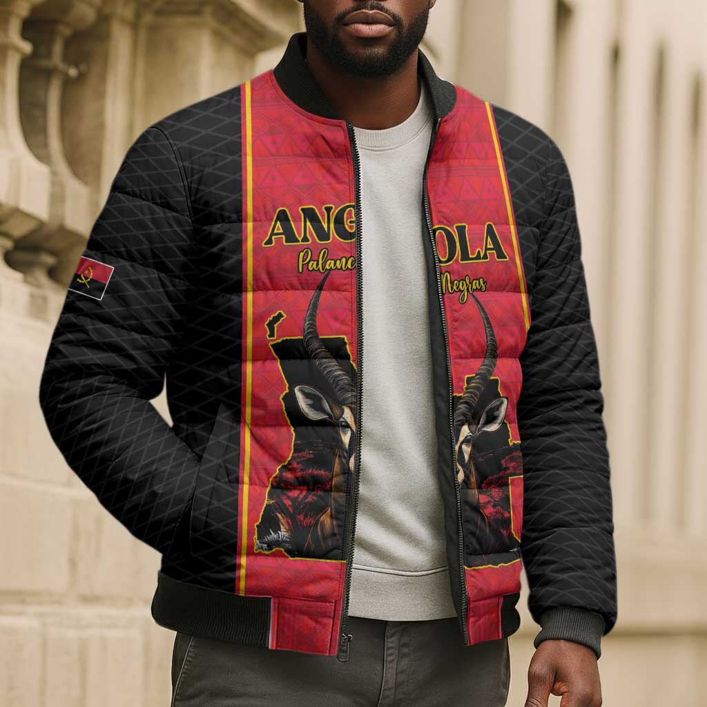 Custom Angola Football Bomber Puffer Jacket Come On Palancas Negras - African Pride