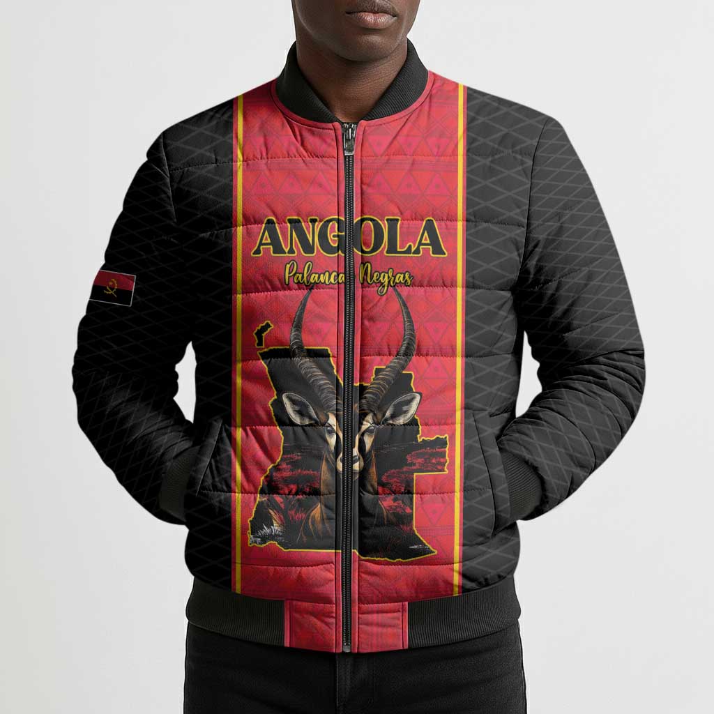 Custom Angola Football Bomber Puffer Jacket Come On Palancas Negras - African Pride