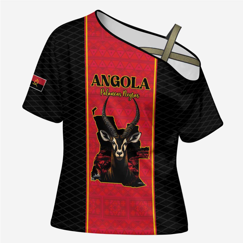 Custom Angola Football Cross Shoulder Shirt Come On Palancas Negras - African Pride