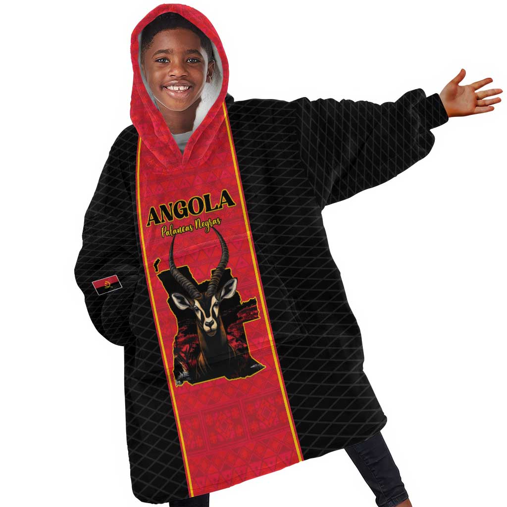 Custom Angola Football Kid Wearable Blanket Hoodie Come On Palancas Negras - African Pride
