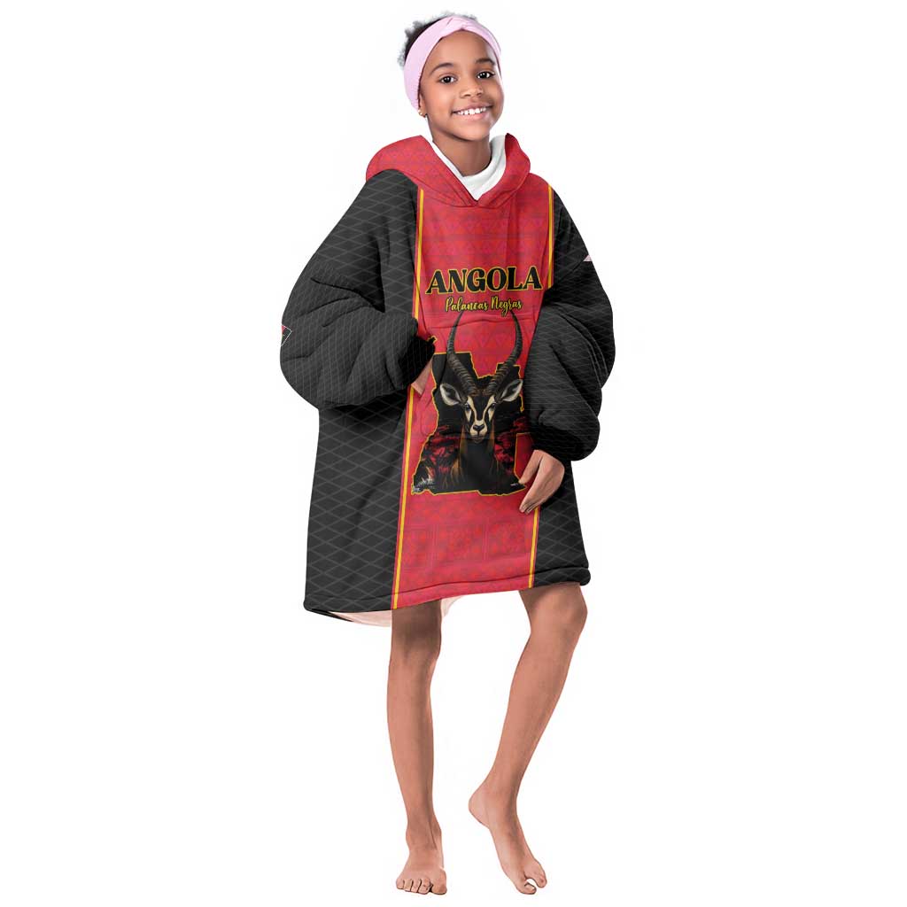 Custom Angola Football Kid Wearable Blanket Hoodie Come On Palancas Negras - African Pride
