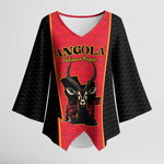 Custom Angola Football Kimono Sleeve Blouse Come On Palancas Negras - African Pride