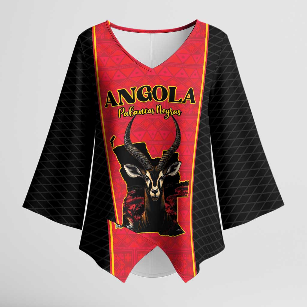 Custom Angola Football Kimono Sleeve Blouse Come On Palancas Negras - African Pride