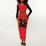 Custom Angola Football Long Sleeve Bodycon Dress Come On Palancas Negras - African Pride