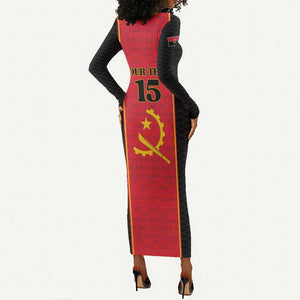 Custom Angola Football Long Sleeve Bodycon Dress Come On Palancas Negras - African Pride