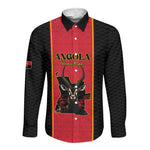 Custom Angola Football Long Sleeve Button Shirt Come On Palancas Negras - African Pride