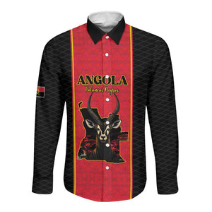 Custom Angola Football Long Sleeve Button Shirt Come On Palancas Negras - African Pride