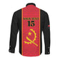 Custom Angola Football Long Sleeve Button Shirt Come On Palancas Negras - African Pride