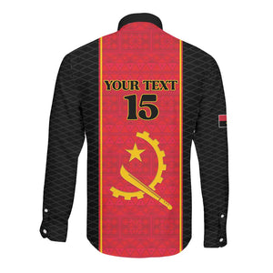 Custom Angola Football Long Sleeve Button Shirt Come On Palancas Negras - African Pride