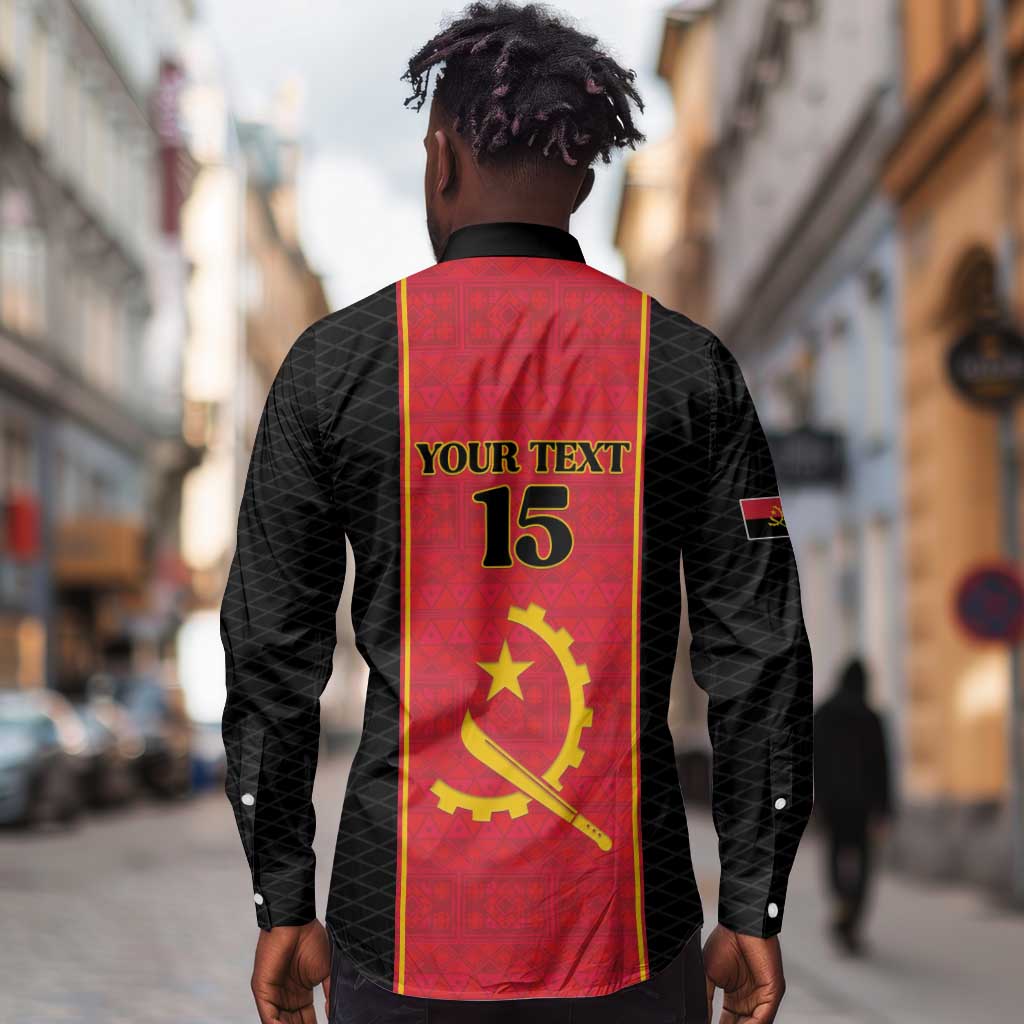 Custom Angola Football Long Sleeve Button Shirt Come On Palancas Negras - African Pride