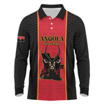 Custom Angola Football Long Sleeve Polo Shirt Come On Palancas Negras - African Pride