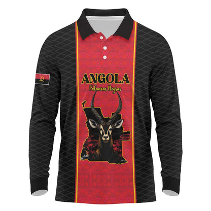 Custom Angola Football Long Sleeve Polo Shirt Come On Palancas Negras - African Pride