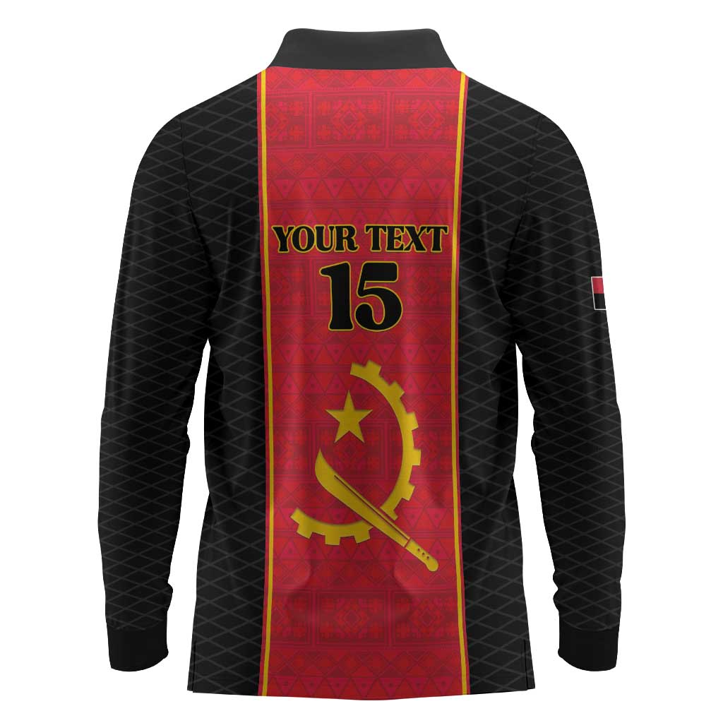 Custom Angola Football Long Sleeve Polo Shirt Come On Palancas Negras - African Pride