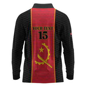 Custom Angola Football Long Sleeve Polo Shirt Come On Palancas Negras - African Pride