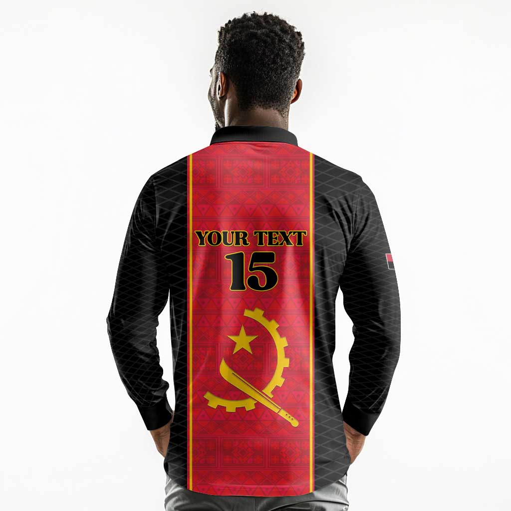 Custom Angola Football Long Sleeve Polo Shirt Come On Palancas Negras - African Pride