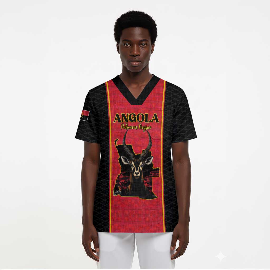 Custom Angola Football Scrub Top Come On Palancas Negras - African Pride