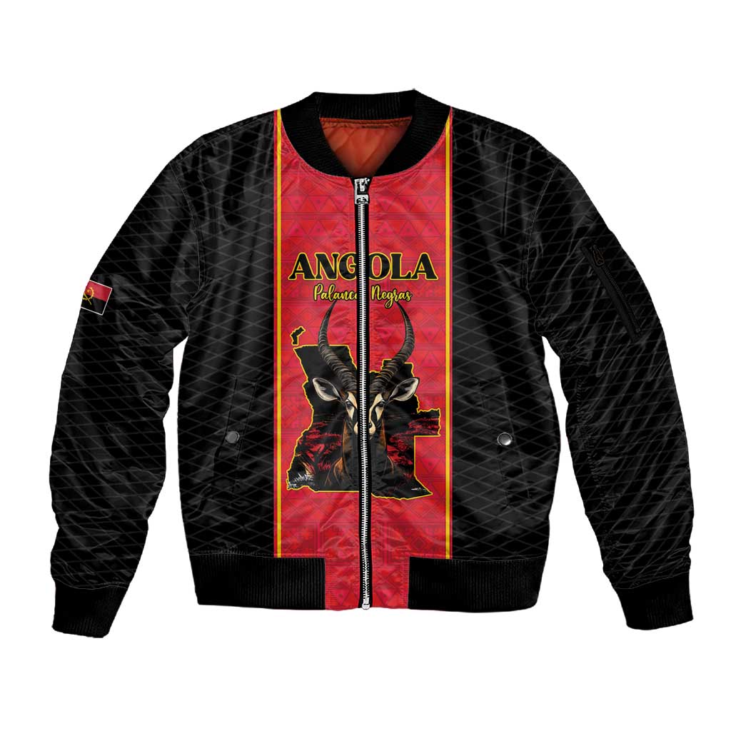 Custom Angola Football Sleeve Zip Bomber Jacket Come On Palancas Negras - African Pride