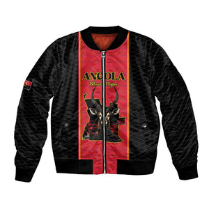 Custom Angola Football Sleeve Zip Bomber Jacket Come On Palancas Negras - African Pride