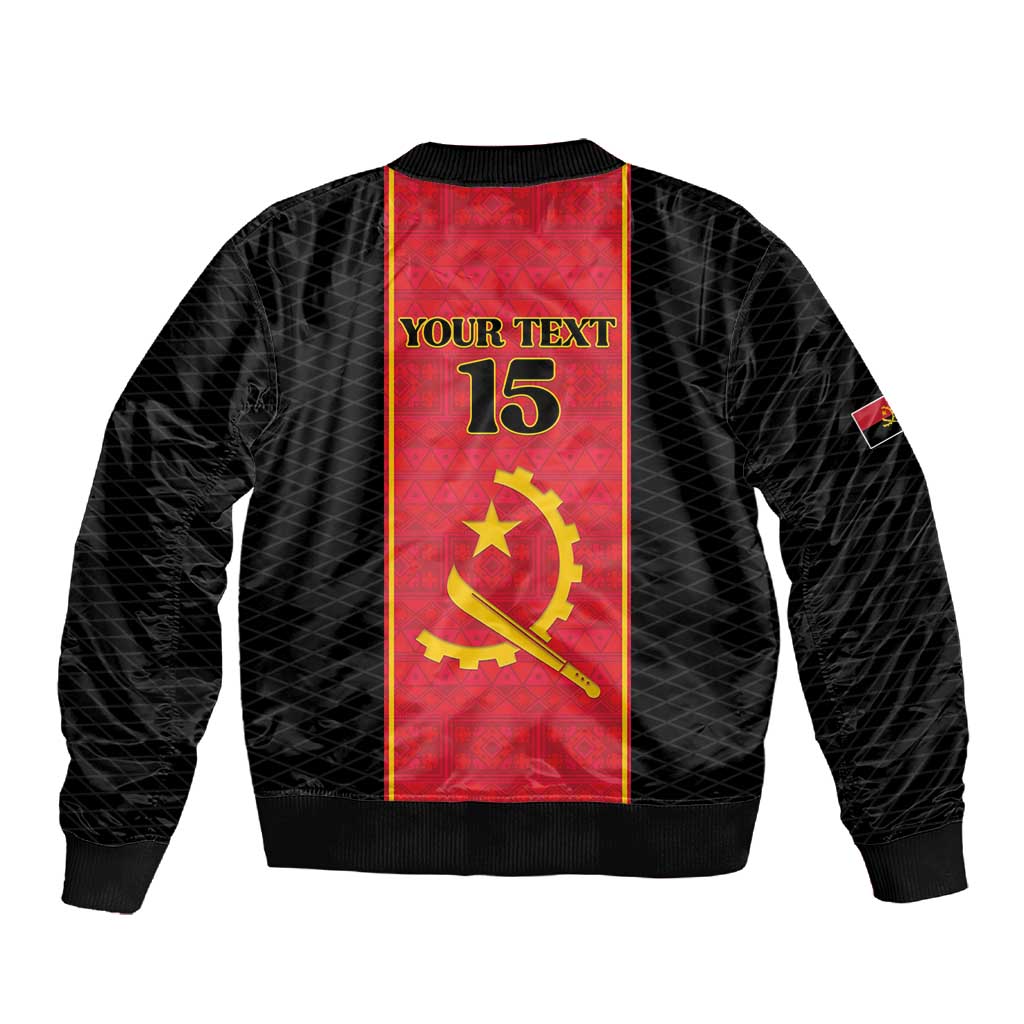 Custom Angola Football Sleeve Zip Bomber Jacket Come On Palancas Negras - African Pride