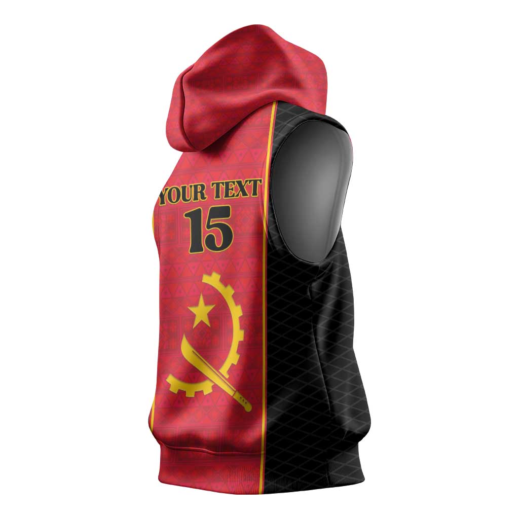 Custom Angola Football Sleeveless Hoodie Come On Palancas Negras - African Pride