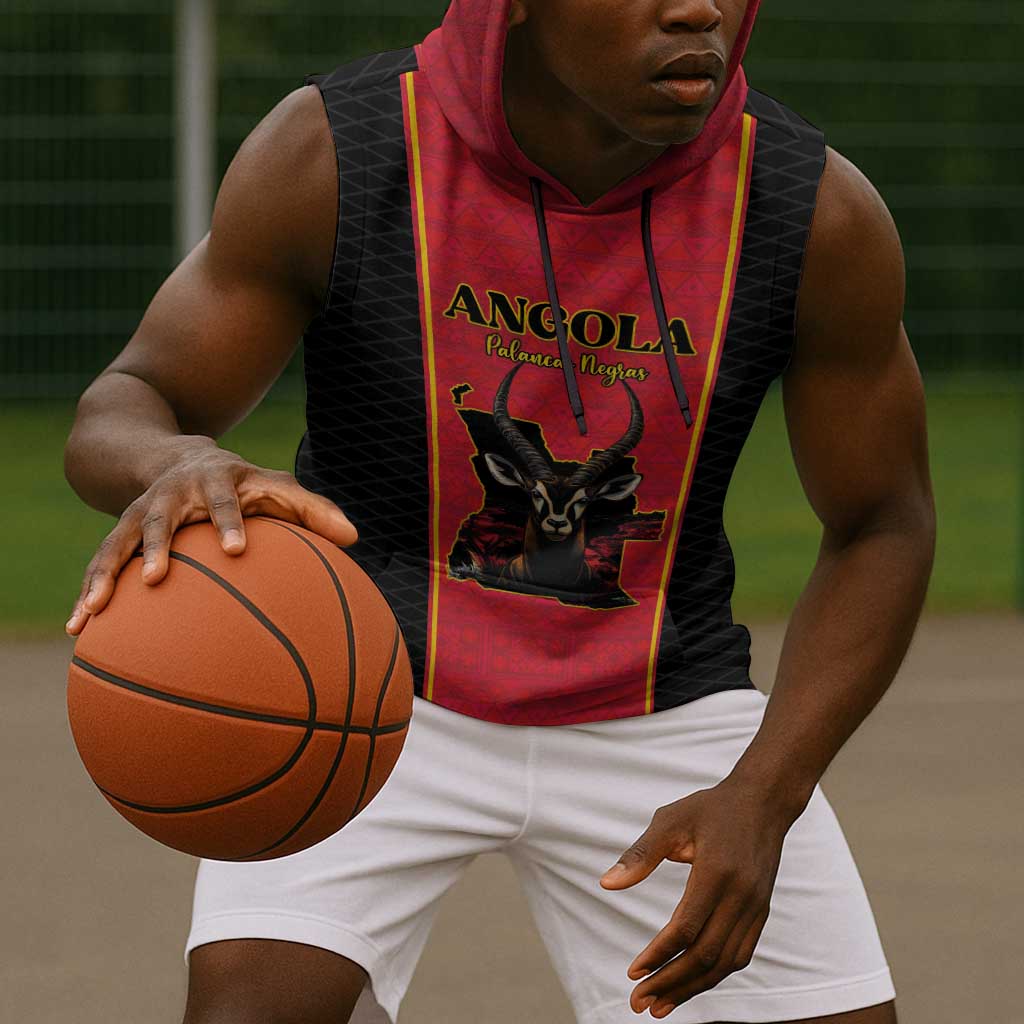 Custom Angola Football Sleeveless Hoodie Come On Palancas Negras - African Pride
