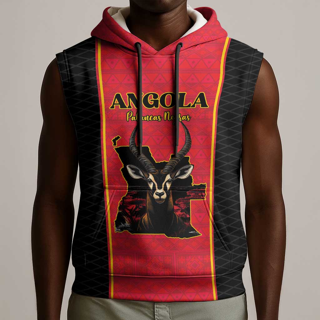Custom Angola Football Sleeveless Hoodie Come On Palancas Negras - African Pride