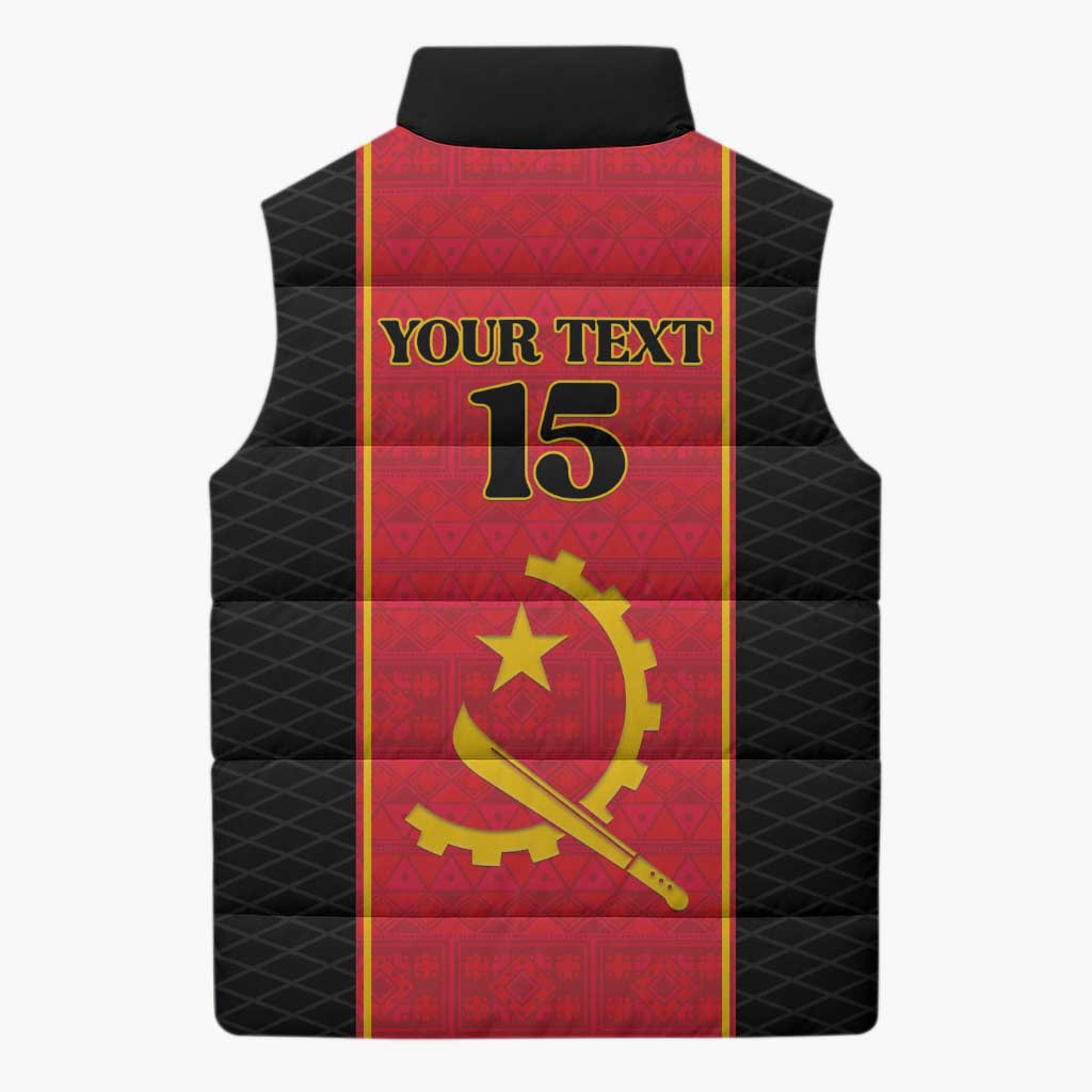 Custom Angola Football Sleeveless Puffer Jacket Come On Palancas Negras - African Pride