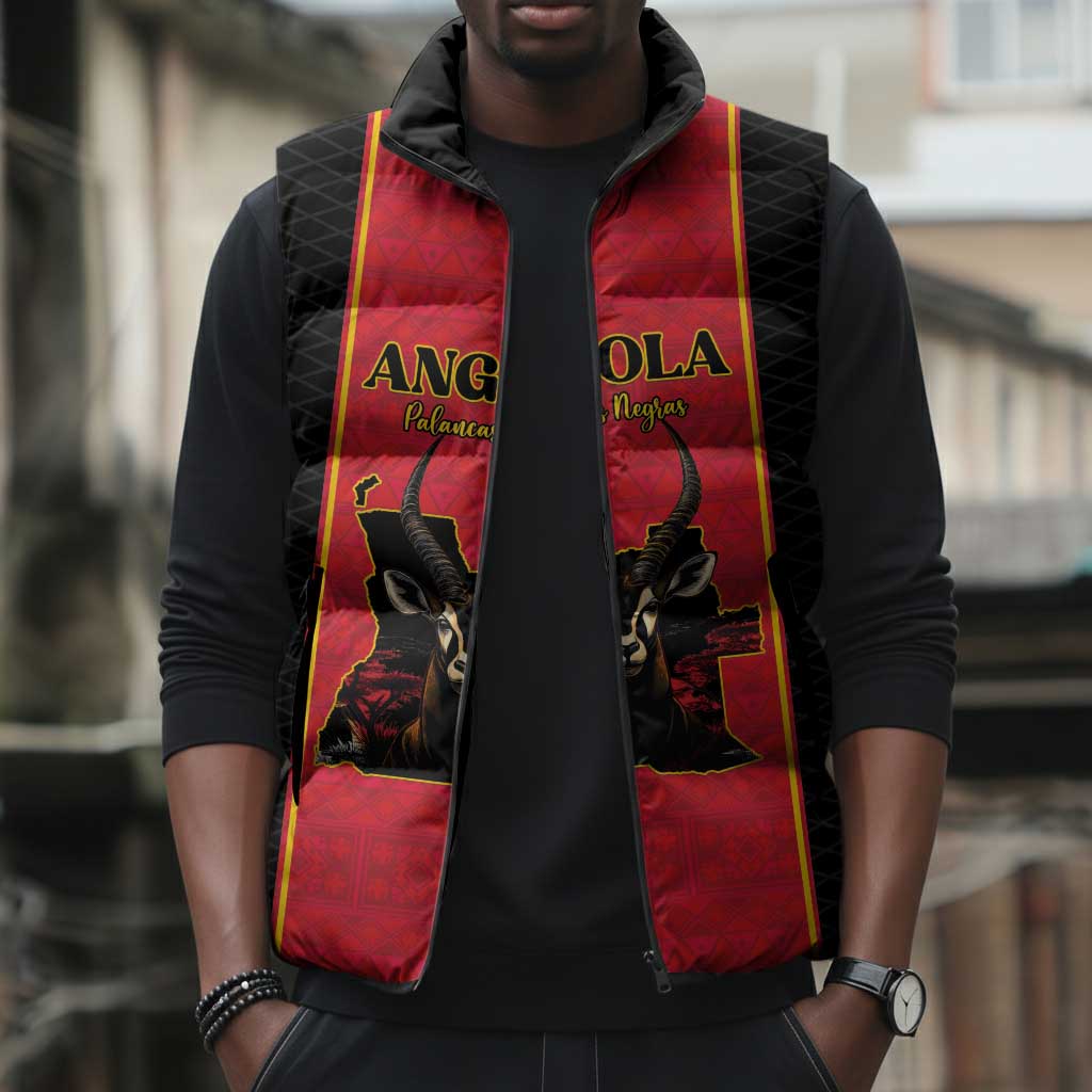 Custom Angola Football Sleeveless Puffer Jacket Come On Palancas Negras - African Pride