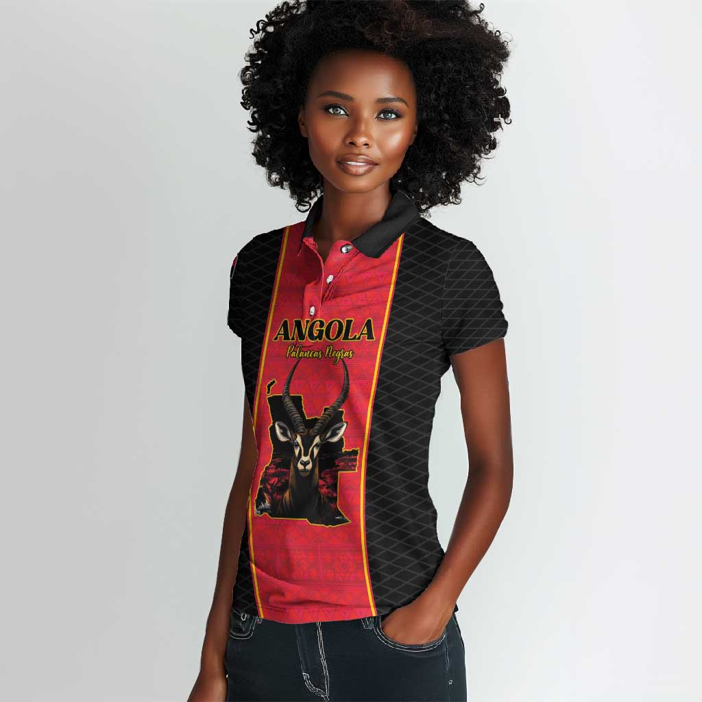 Custom Angola Football Women Polo Shirt Come On Palancas Negras LT15