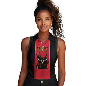 Custom Angola Football Women Sleeveless Polo Shirt Come On Palancas Negras - African Pride