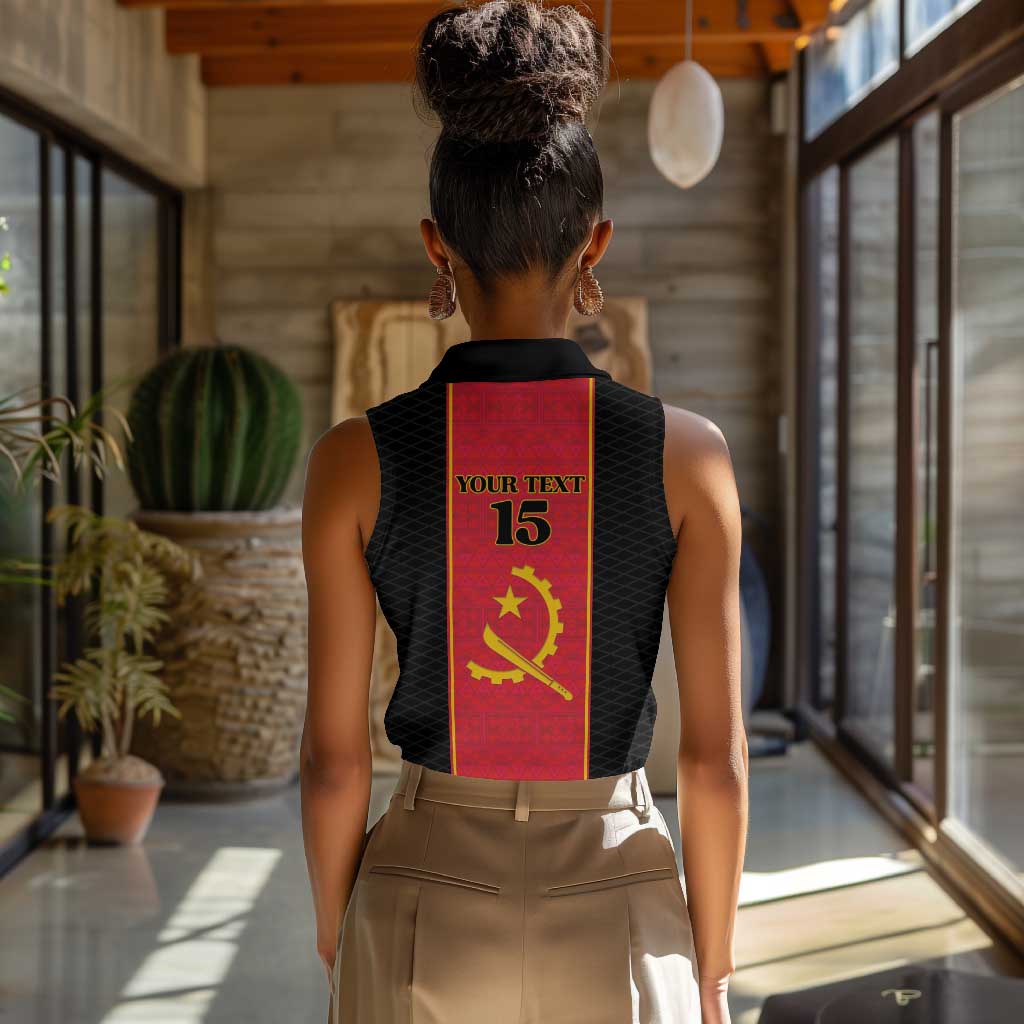 Custom Angola Football Women Sleeveless Polo Shirt Come On Palancas Negras - African Pride
