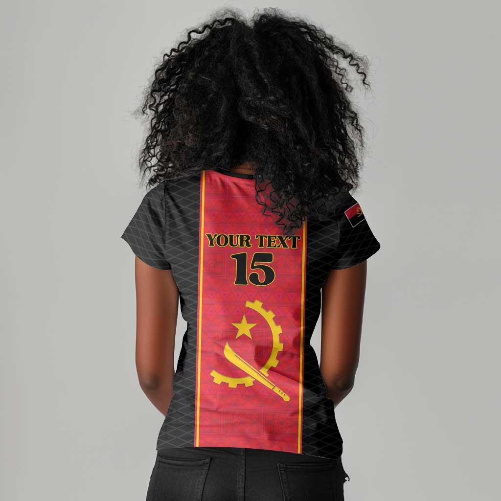 Custom Angola Football Women V-Neck T-Shirt Come On Palancas Negras LT15