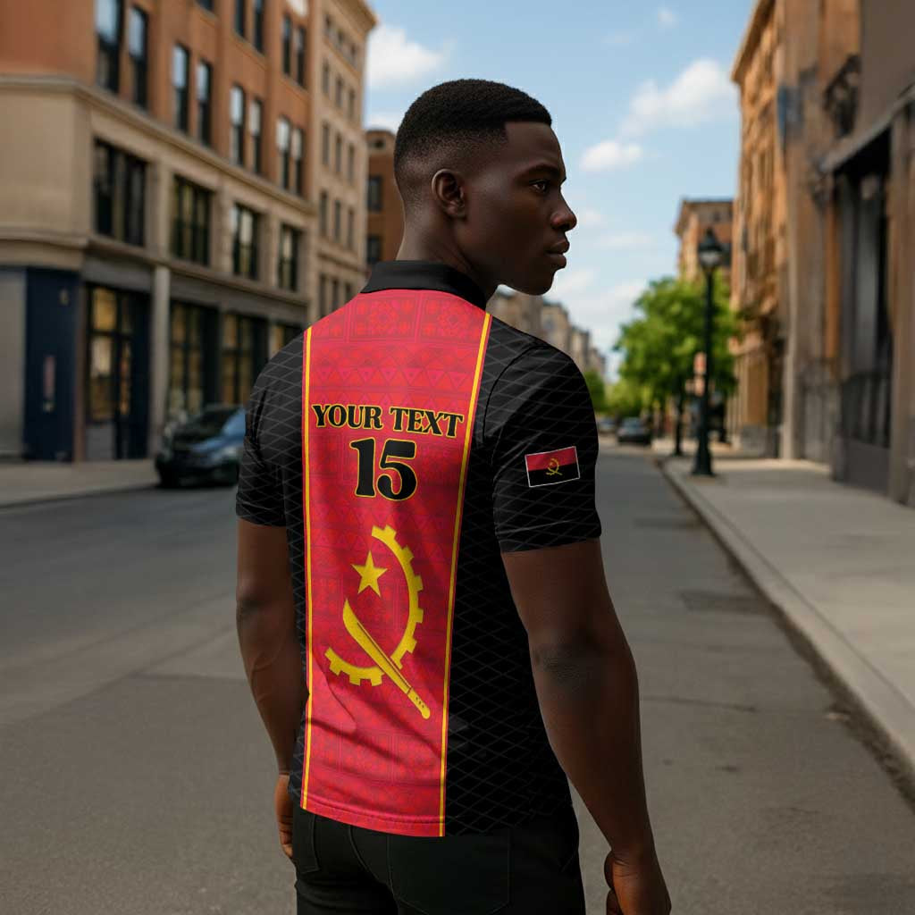 Custom Angola Football Zipper Polo Shirt Come On Palancas Negras - African Pride