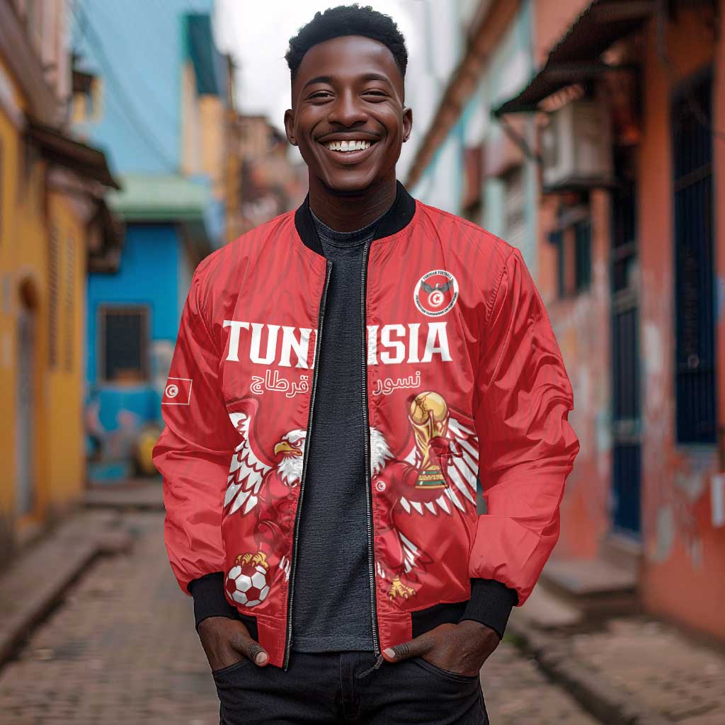 Custom Tunisia Football Bomber Jacket Eagles of Carthage Rise - African Pride