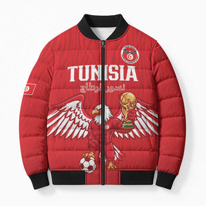 Custom Tunisia Football Bomber Puffer Jacket Eagles of Carthage Rise - African Pride