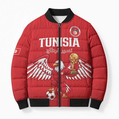 Custom Tunisia Football Bomber Puffer Jacket Eagles of Carthage Rise - African Pride
