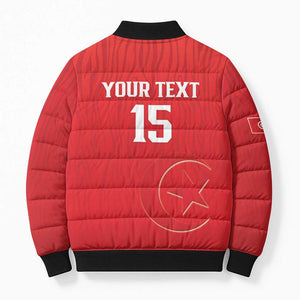 Custom Tunisia Football Bomber Puffer Jacket Eagles of Carthage Rise - African Pride