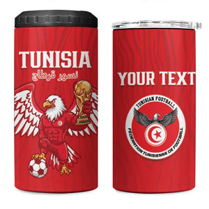 Custom Tunisia Football 4 in 1 Can Cooler Tumbler Eagles of Carthage Rise - African Pride