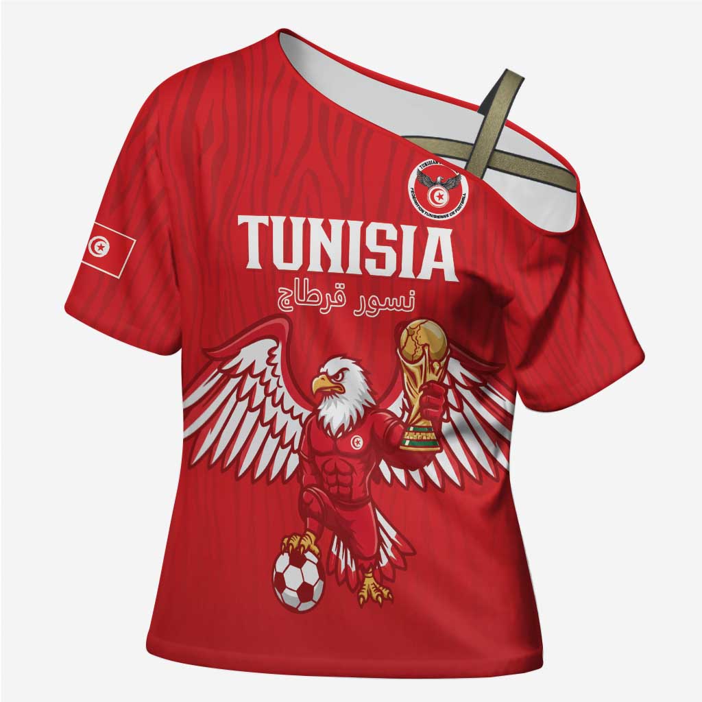 Custom Tunisia Football Cross Shoulder Shirt Eagles of Carthage Rise - African Pride