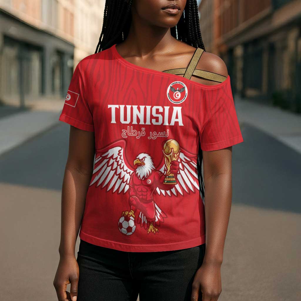 Custom Tunisia Football Cross Shoulder Shirt Eagles of Carthage Rise - African Pride