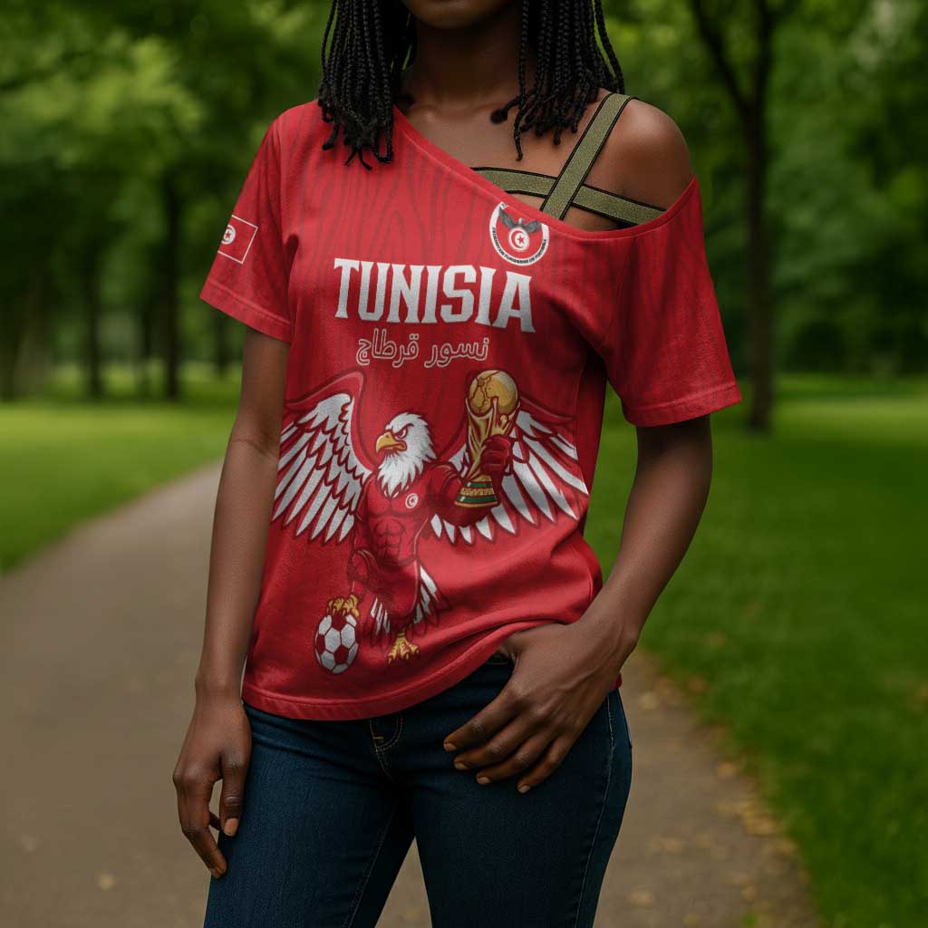Custom Tunisia Football Cross Shoulder Shirt Eagles of Carthage Rise - African Pride