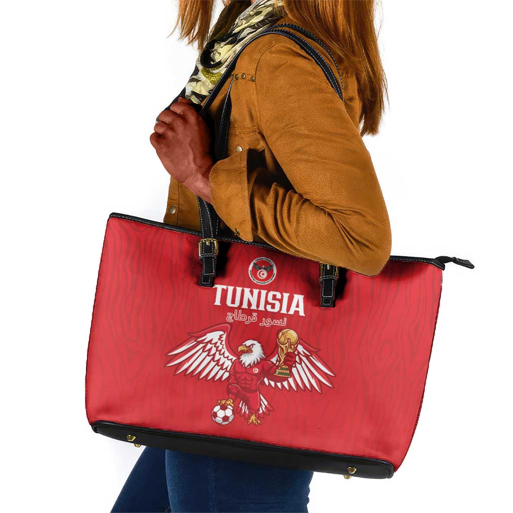 Tunisia Football Leather Tote Bag Eagles of Carthage Rise - African Pride