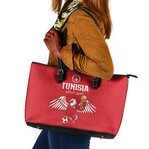 Tunisia Football Leather Tote Bag Eagles of Carthage Rise - African Pride