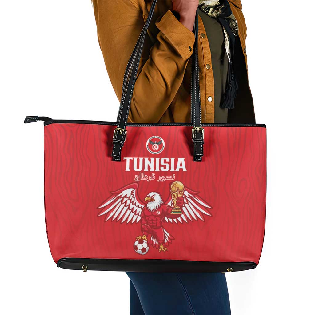 Tunisia Football Leather Tote Bag Eagles of Carthage Rise - African Pride