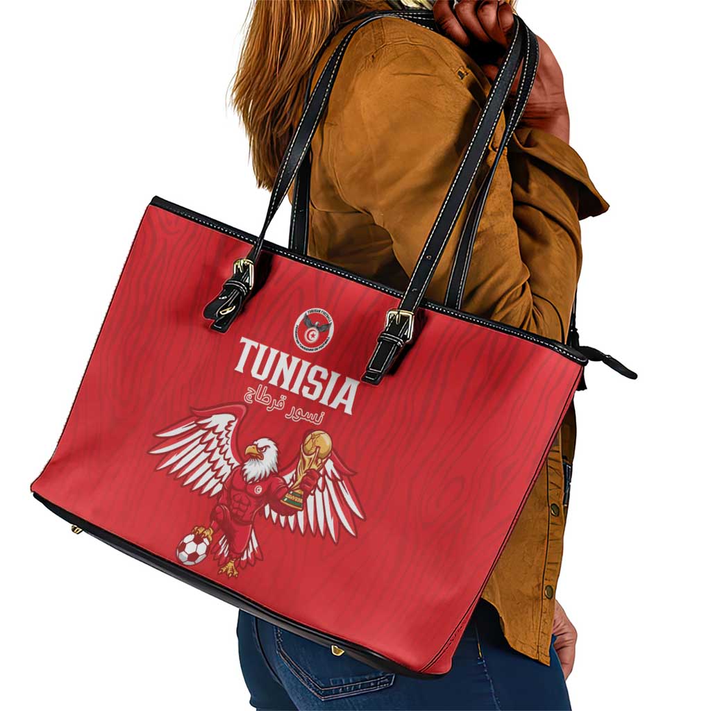 Tunisia Football Leather Tote Bag Eagles of Carthage Rise - African Pride