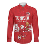 Custom Tunisia Football Long Sleeve Button Shirt Eagles of Carthage Rise - African Pride
