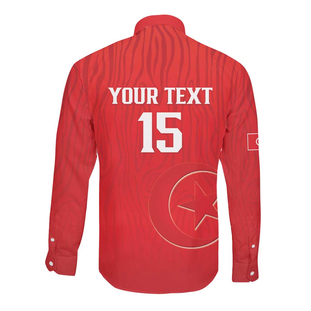 Custom Tunisia Football Long Sleeve Button Shirt Eagles of Carthage Rise - African Pride