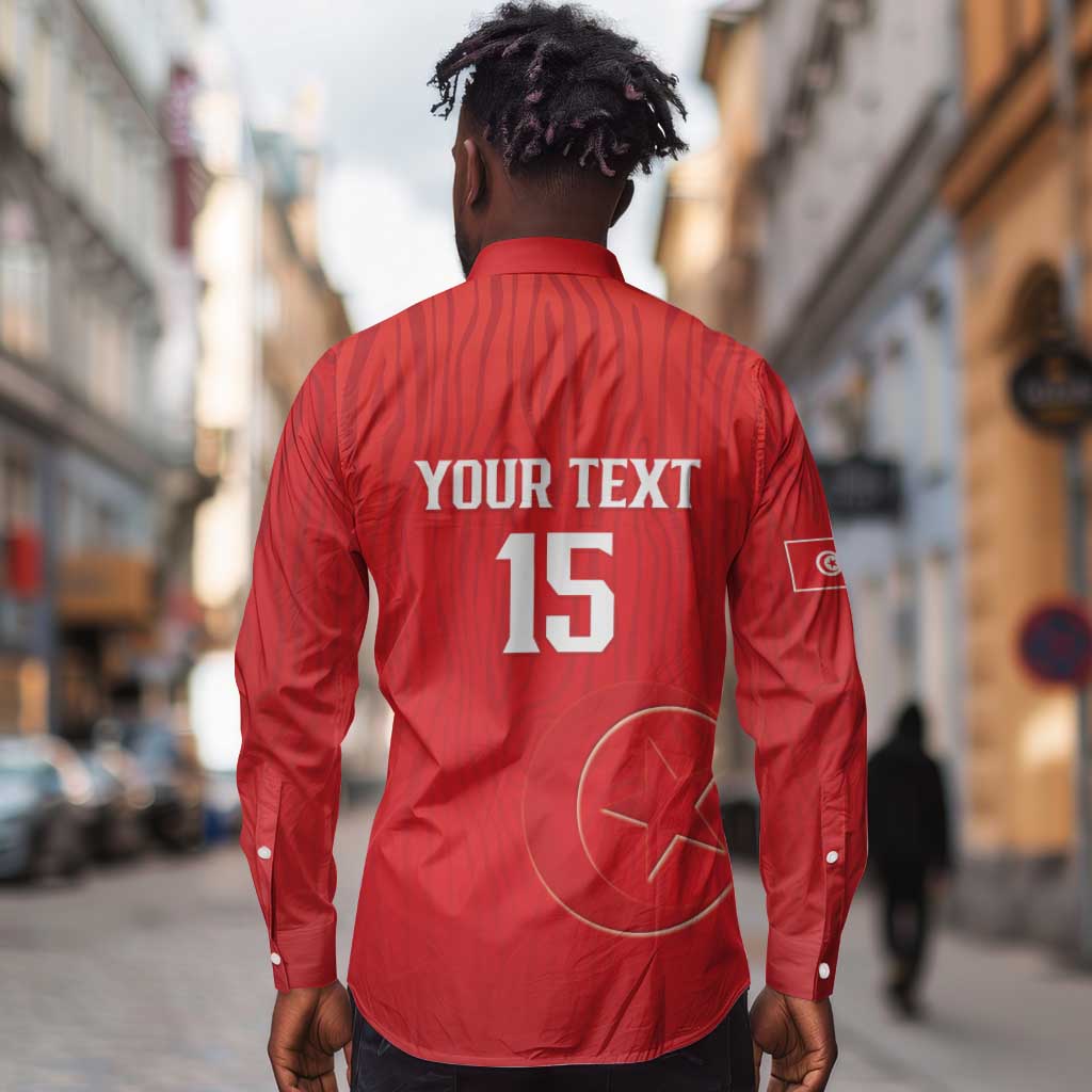 Custom Tunisia Football Long Sleeve Button Shirt Eagles of Carthage Rise - African Pride
